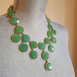 Green Jewel Gold Statement Necklace